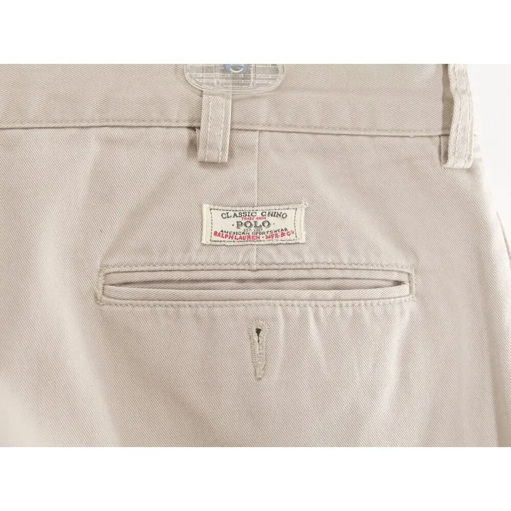 Vintage Polo Ralph Lauren Andrew Pant Mens 38x30 Khaki Tan Pleated Chino Trouser